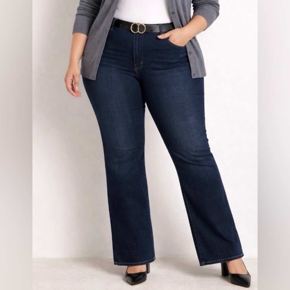 LEE Dark Wash Mid Rise Flare Leg Jeans Size 16P